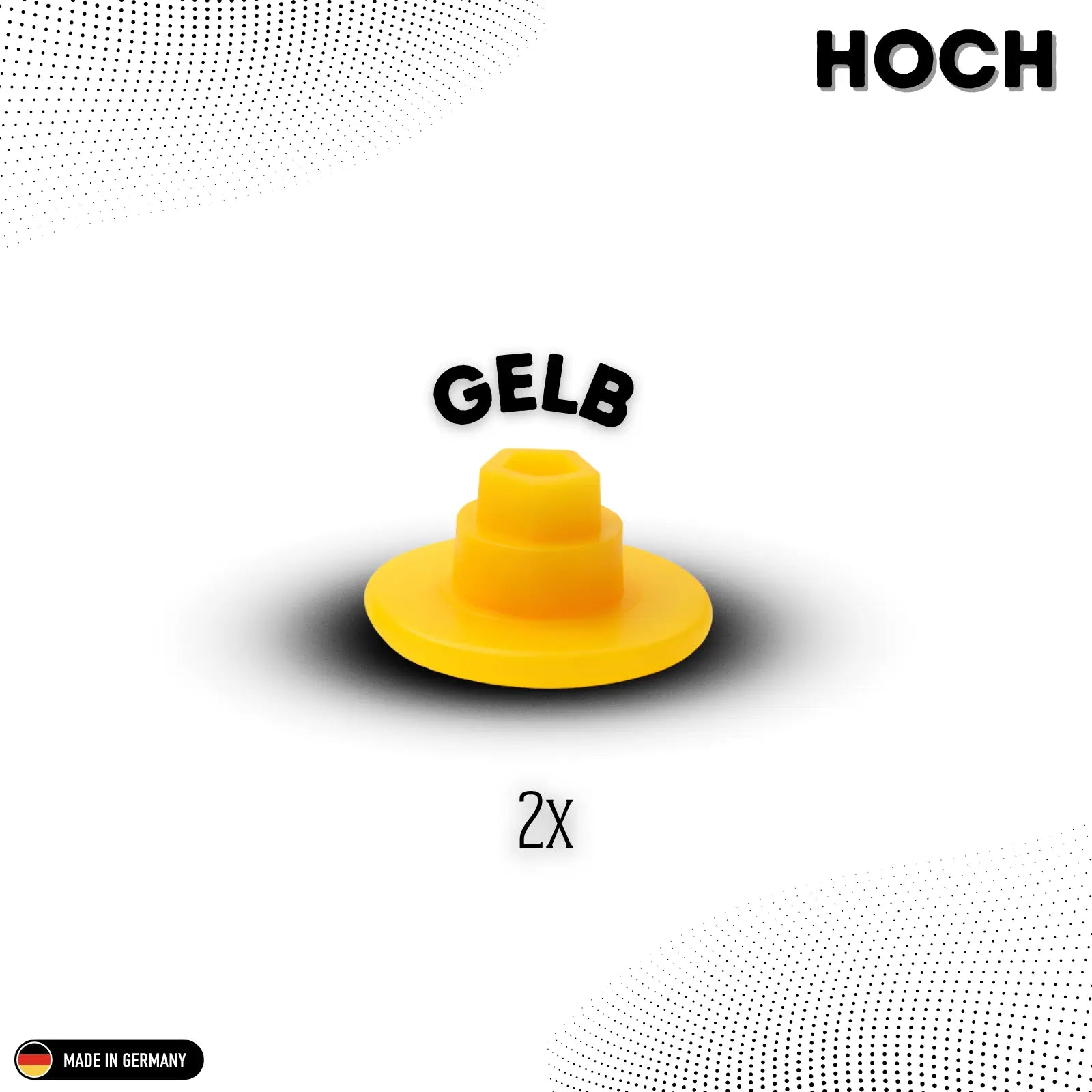 2 stickaufsaetze in gelb hoch