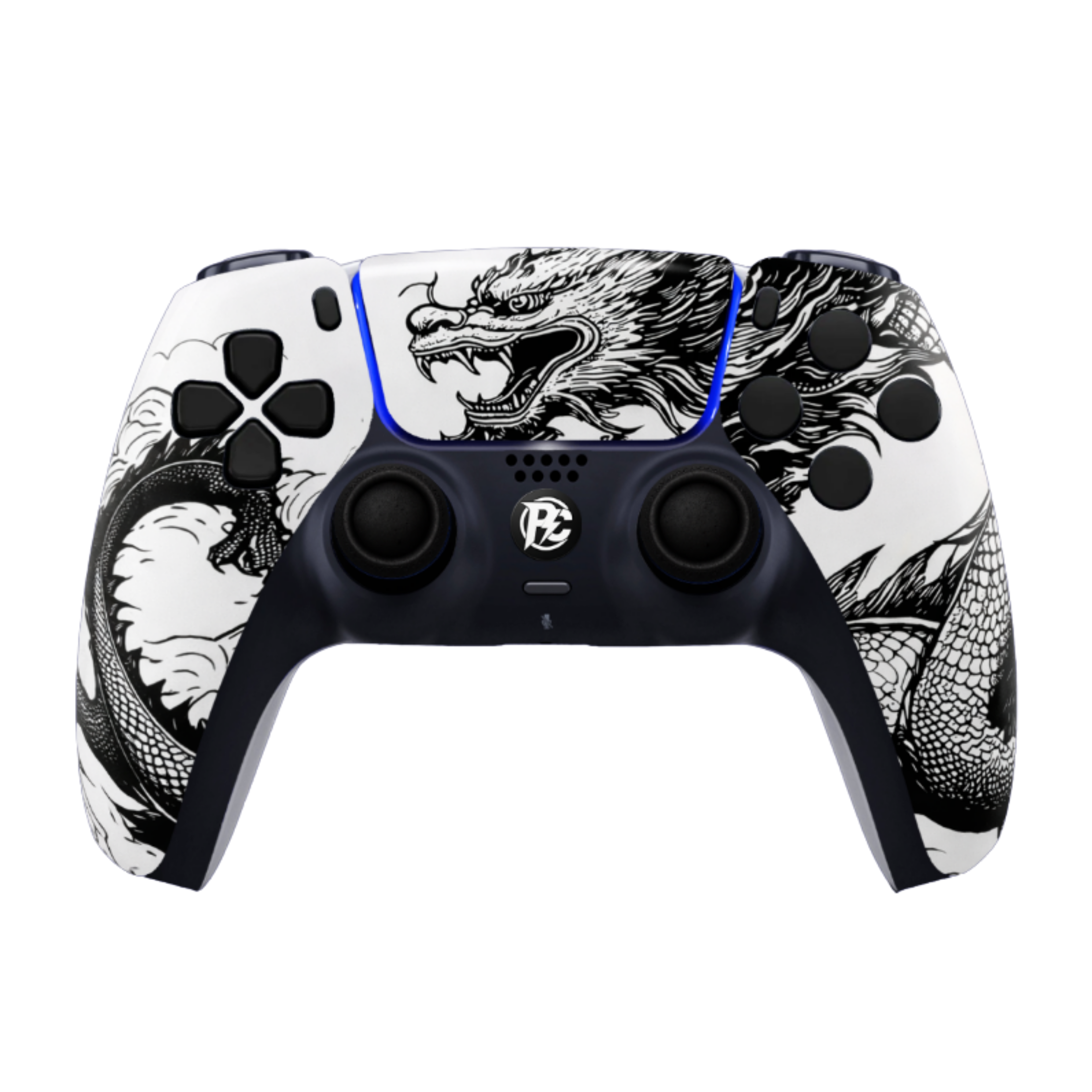 PS5 Custom Controller Black Dragon schwarze Drachen-Gravur Vorderansicht