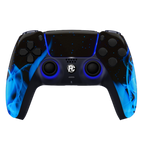 PS5 Custom Controller Blue Flame blaue Flammen LED Beleuchtung Vorderansicht