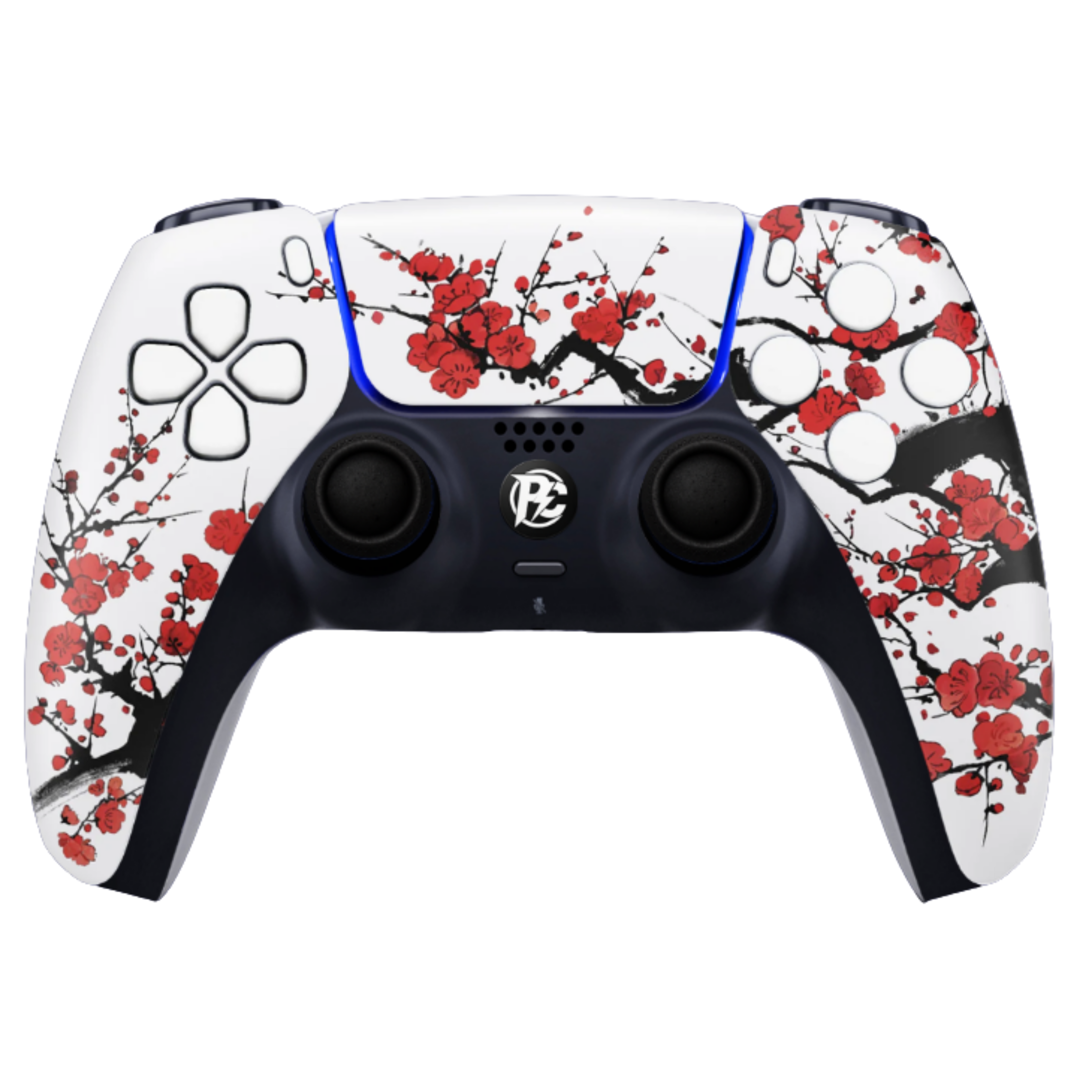 PS5 Custom Controller Red Sakura japanische Kirschblüten Vorderansicht